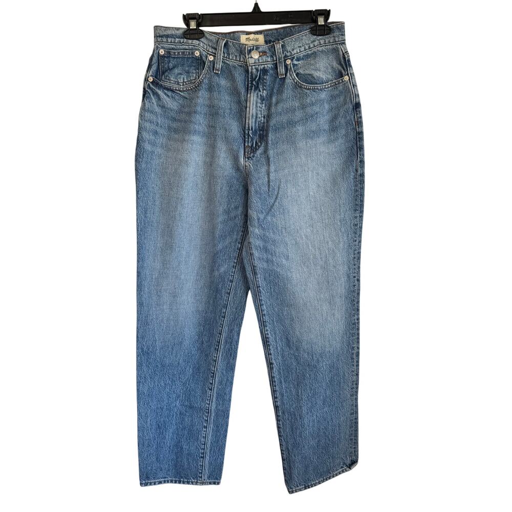 Madewell Perfect Vintage Straight Jeans Denim Blue Button Zip High Rise Sz 29